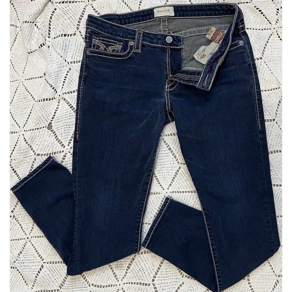 Big Star Maddie Skinny Jeans 30R Dark Wash Stretch Y2K Women's Pant Thick Stitch